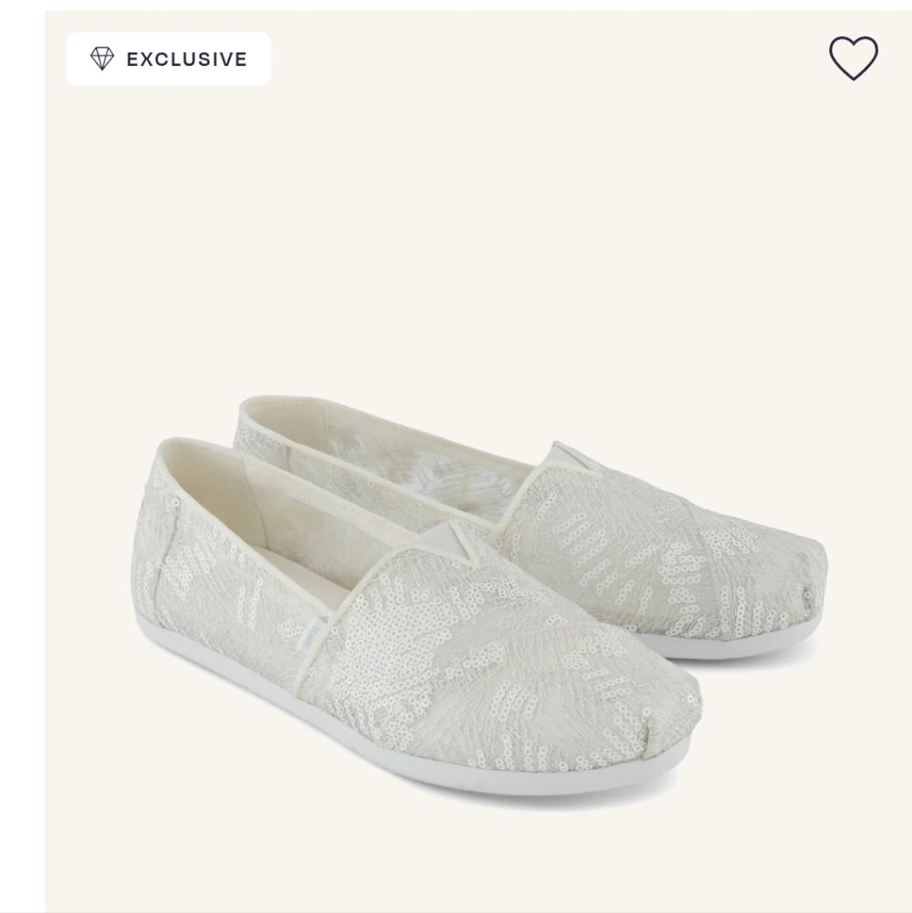 Women's Sequin Canvas Slip-On Flats - White